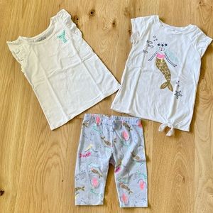 OshGosh Set 2 Mermaid Shirts w/ Capris🧜🏻‍♀️💕